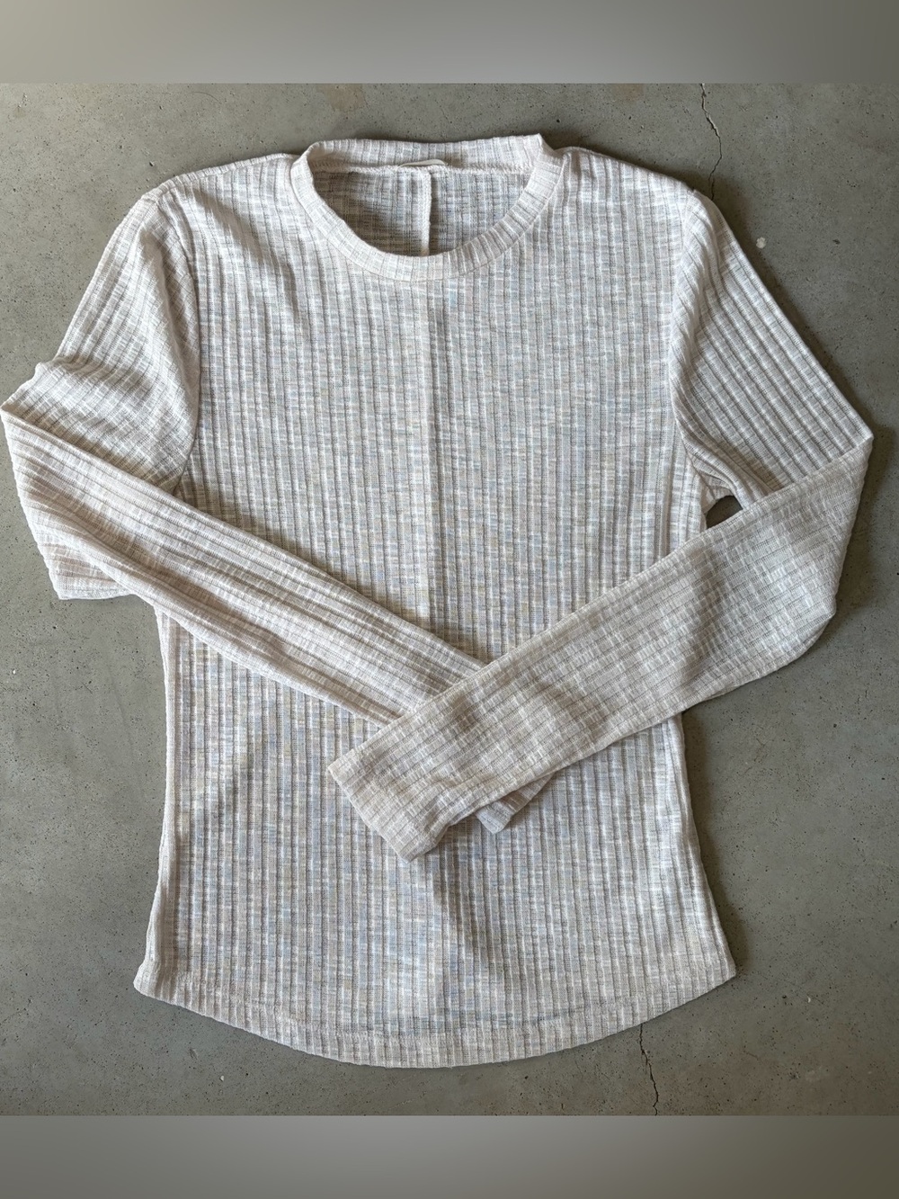 Intimately Free People Beige Ribbed Long Sleeve Base Layer Top Small